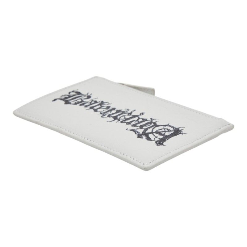 Balenciaga Diy Metal Logo Card Case Coin Purse White Black Leather