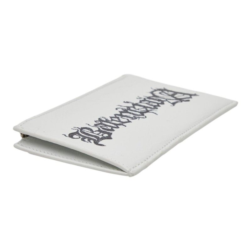 Balenciaga Diy Metal Logo Card Case Coin Purse White Black Leather