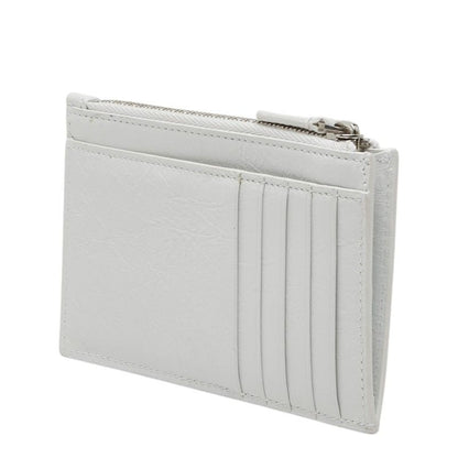 Balenciaga Diy Metal Logo Card Case Coin Purse White Black Leather