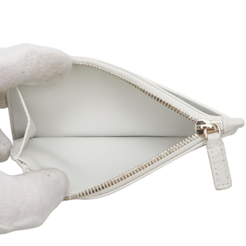 Balenciaga Diy Metal Logo Card Case Coin Purse White Black Leather