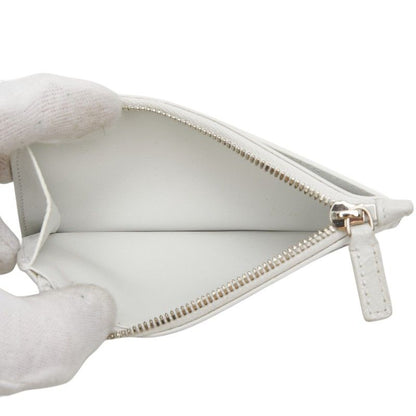 Balenciaga Diy Metal Logo Card Case Coin Purse White Black Leather