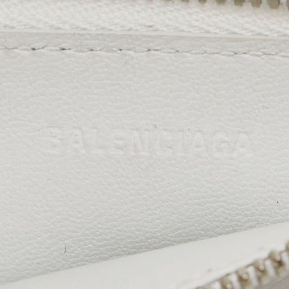 Balenciaga Diy Metal Logo Card Case Coin Purse White Black Leather
