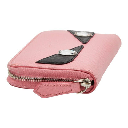 Fendi Monster Star Coin Purse Pink Black Leather