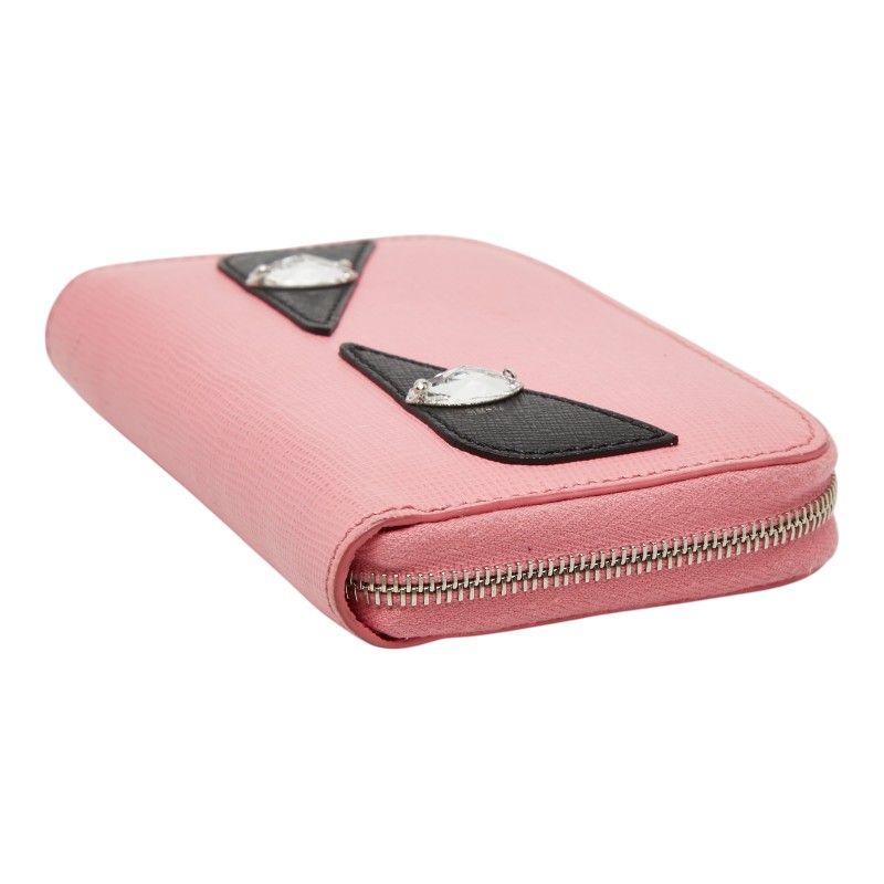 Fendi Monster Star Coin Purse Pink Black Leather