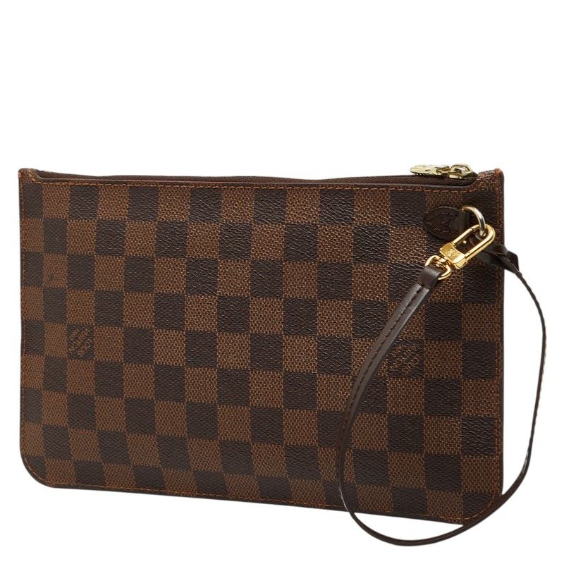Louis Vuitton Damier Neverfull MM Pouch Brown Leather