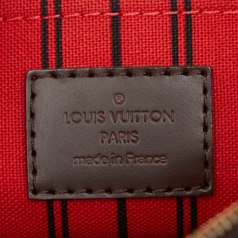 Louis Vuitton Damier Neverfull MM Pouch Brown Leather