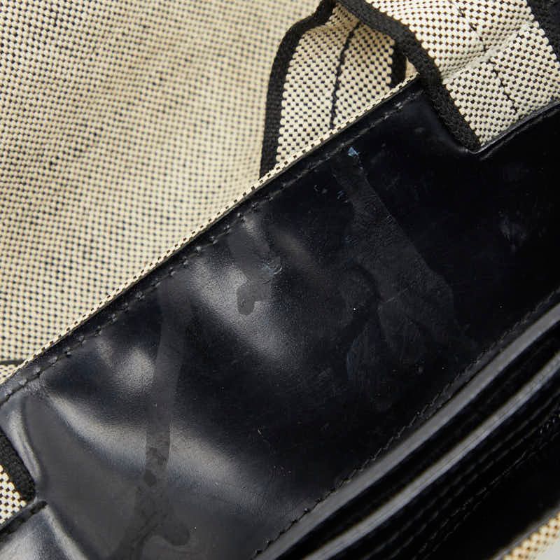 Prada White Black Canvas Tote