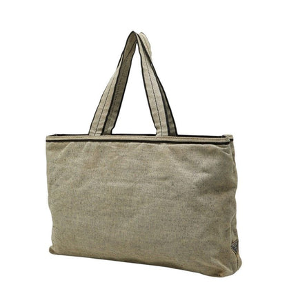 Prada White Black Canvas Tote