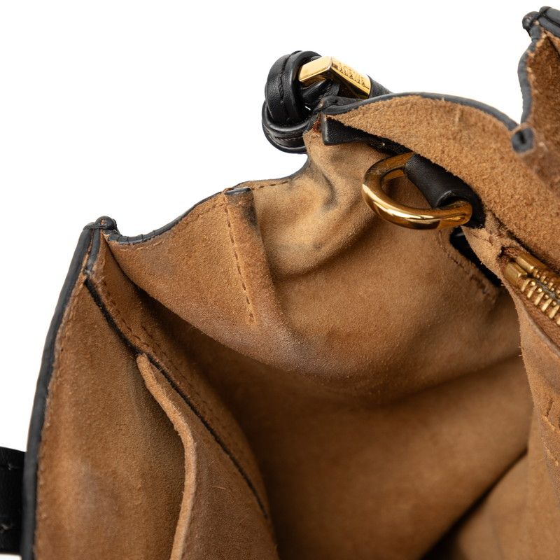 Loewe Anagram Gate Small Top Handle Shoulder Bag 2-Way Black Leather