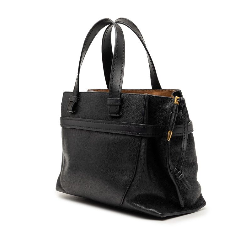 Loewe Anagram Gate Small Top Handle Shoulder Bag 2-Way Black Leather