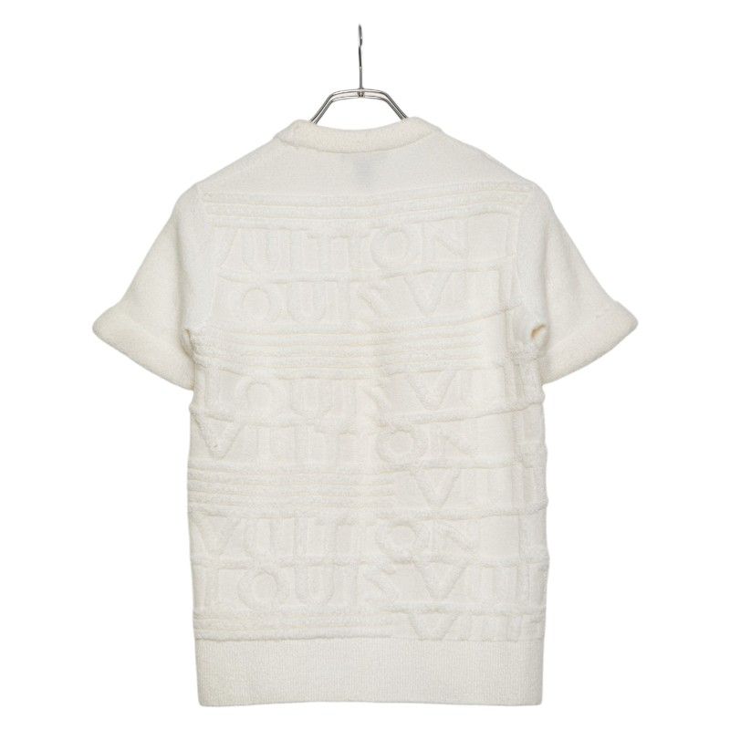 Louis Vuitton Logo Short Sleeve Knit Top L Ivory Wool