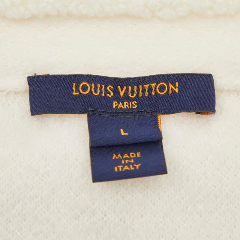 Louis Vuitton Logo Short Sleeve Knit Top L Ivory Wool