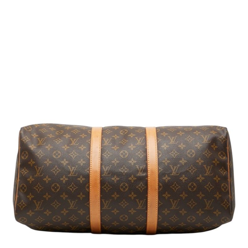 Louis Vuitton Monogram Keepall 45 Boston Bag Brown Leather