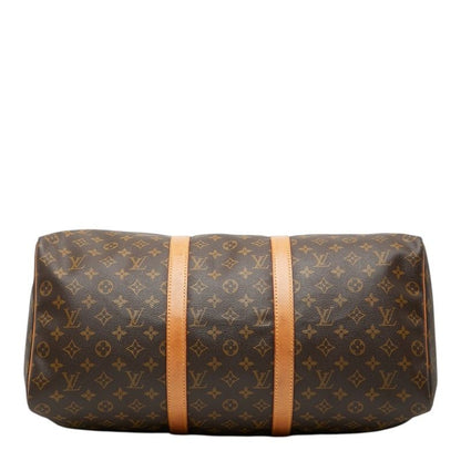 Louis Vuitton Monogram Keepall 45 Boston Bag Brown Leather