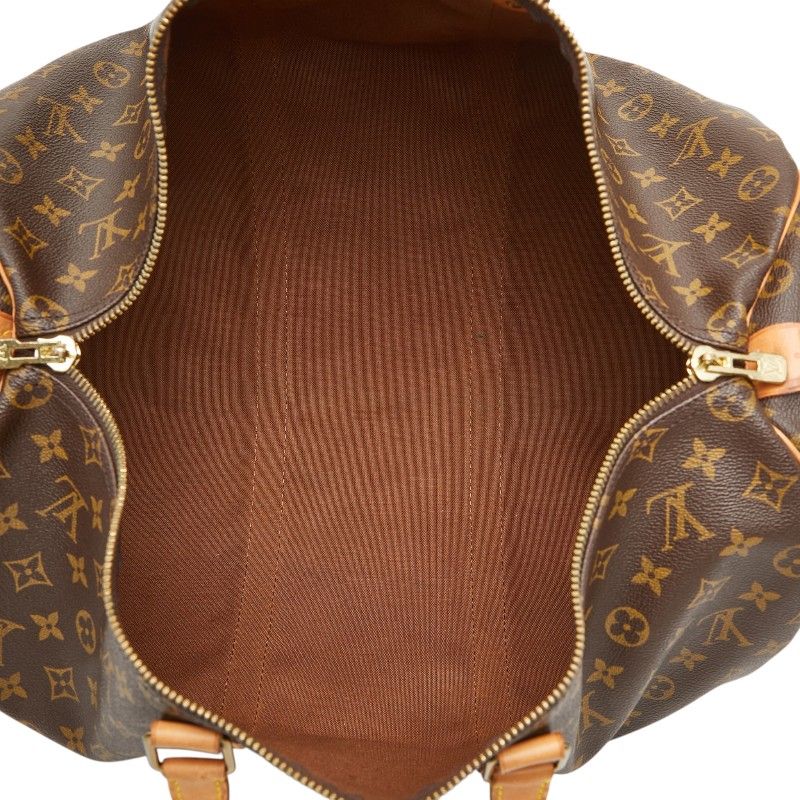 Louis Vuitton Monogram Keepall 45 Boston Bag Brown Leather