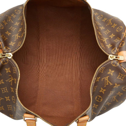 Louis Vuitton Monogram Keepall 45 Boston Bag Brown Leather