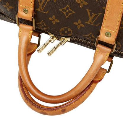 Louis Vuitton Monogram Keepall 45 Boston Bag Brown Leather