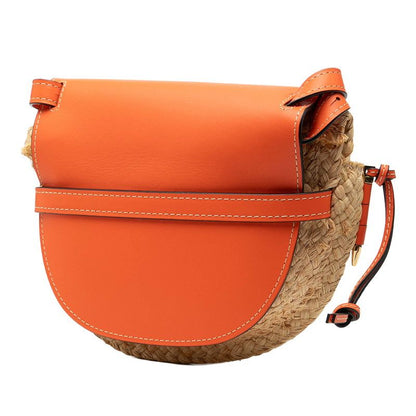 Loewe Anagram Gate Beige Orange Raffia Leather
