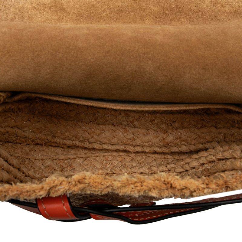 Loewe Anagram Gate Beige Orange Raffia Leather