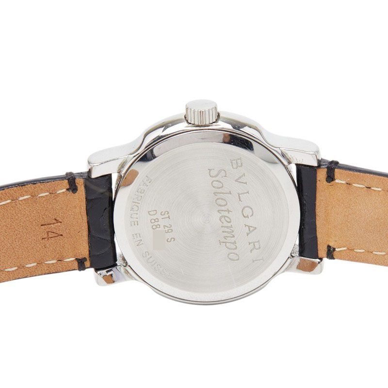 Bvlgari Solo Tempo External Watch Silver Black Stainless Steel