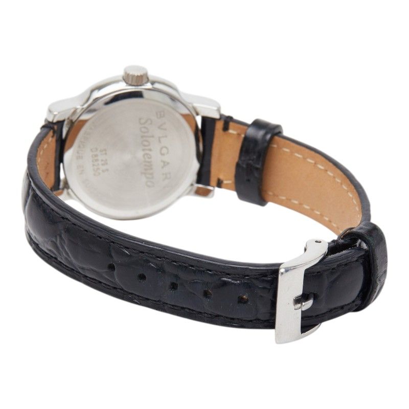 Bvlgari Solo Tempo External Watch Silver Black Stainless Steel