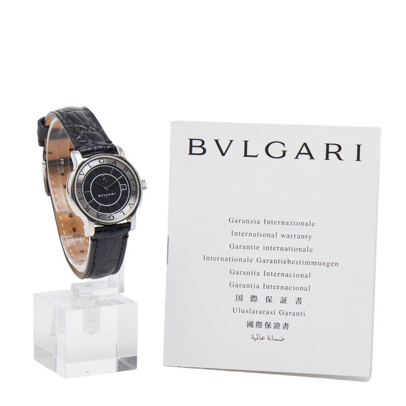 Bvlgari Solo Tempo External Watch Silver Black Stainless Steel