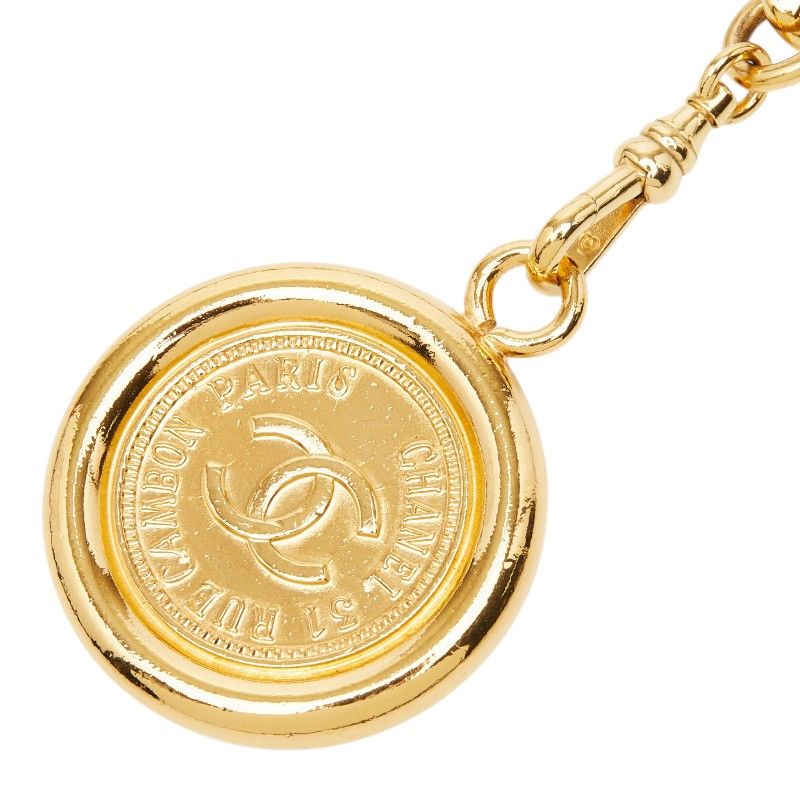 Chanel Vintage Chain Belt Gold Black Plated Leather