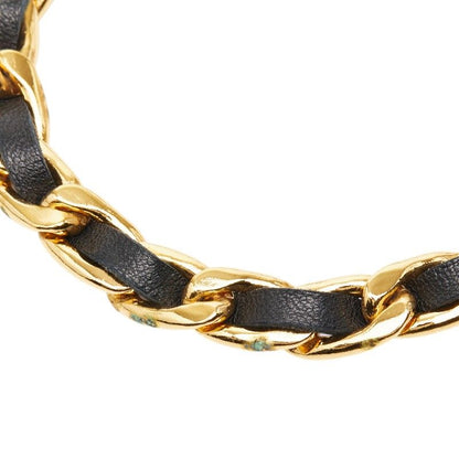 Chanel Vintage Chain Belt Gold Black Plated Leather