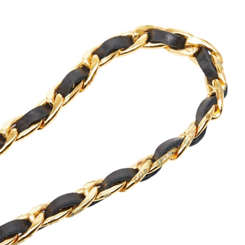 Chanel Vintage Chain Belt Gold Black Plated Leather