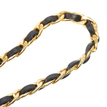 Chanel Vintage Chain Belt Gold Black Plated Leather