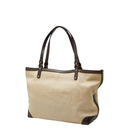 Gucci Craft Tote Beige Brown Canvas Leather