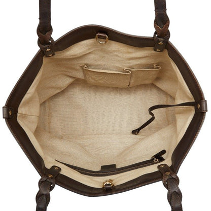 Gucci Craft Tote Beige Brown Canvas Leather