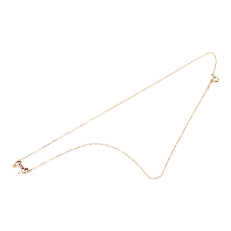 Tiffany & Co Paloma Picasso Double Loving Heart Chain Pendant Necklace Pink