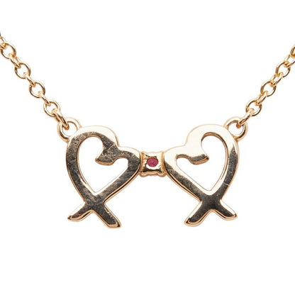Tiffany & Co Paloma Picasso Double Loving Heart Chain Pendant Necklace Pink