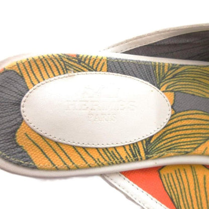 Hermes Oz Sandals Mule Shoes Kelly Buckle 38 White Yellow YJ