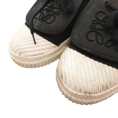 Loewe Anagram Flap Sneakers Shoes Low Cut Logo Embroidery Bicolor 37 White
