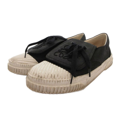 Loewe Anagram Flap Sneakers Shoes Low Cut Logo Embroidery Bicolor 37 White