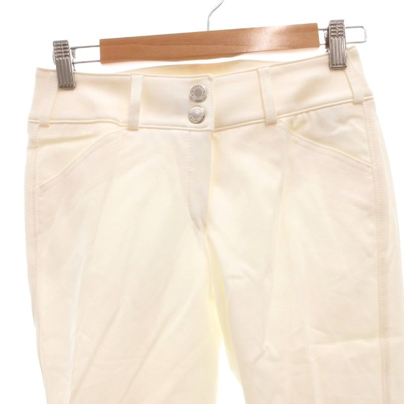 Hermes Skinny Pants Stretch Logo Button 36 White