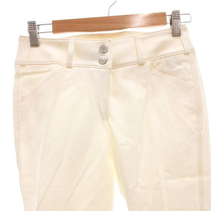 Hermes Skinny Pants Stretch Logo Button 36 White