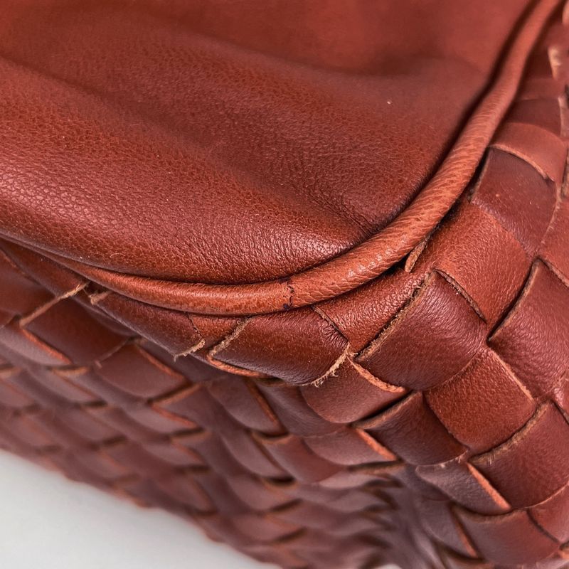 Bottega Veneta Intrecciato Shoulder Bag Leather Brown