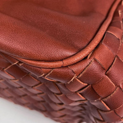 Bottega Veneta Intrecciato Shoulder Bag Leather Brown