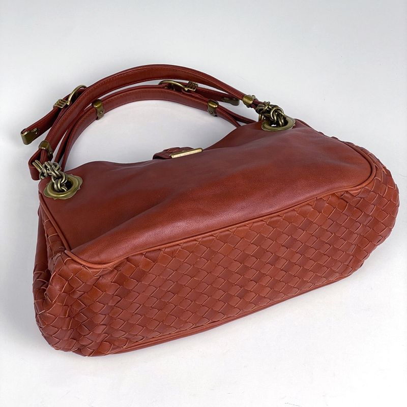 Bottega Veneta Intrecciato Shoulder Bag Leather Brown