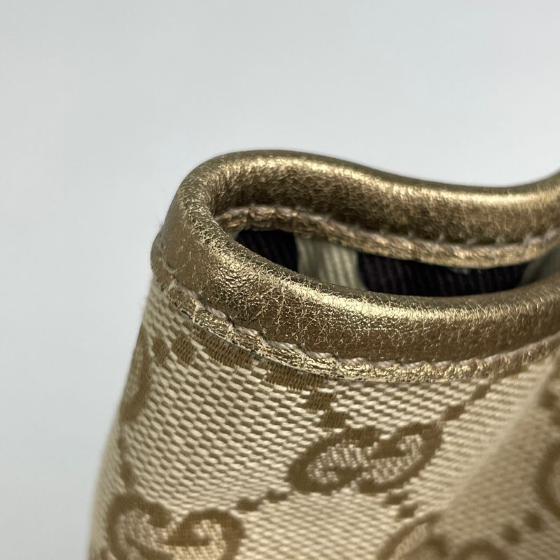 Gucci GG Pattern Tote Shoulder Bag Heart Charm Canvas Beige Gold