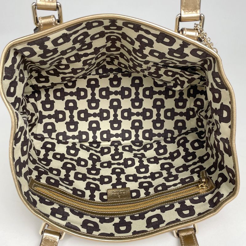 Gucci GG Pattern Tote Shoulder Bag Heart Charm Canvas Beige Gold