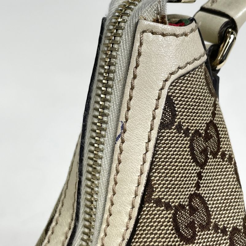Gucci GG Pattern Shoulder Bag Logo Canvas Beige Ivory