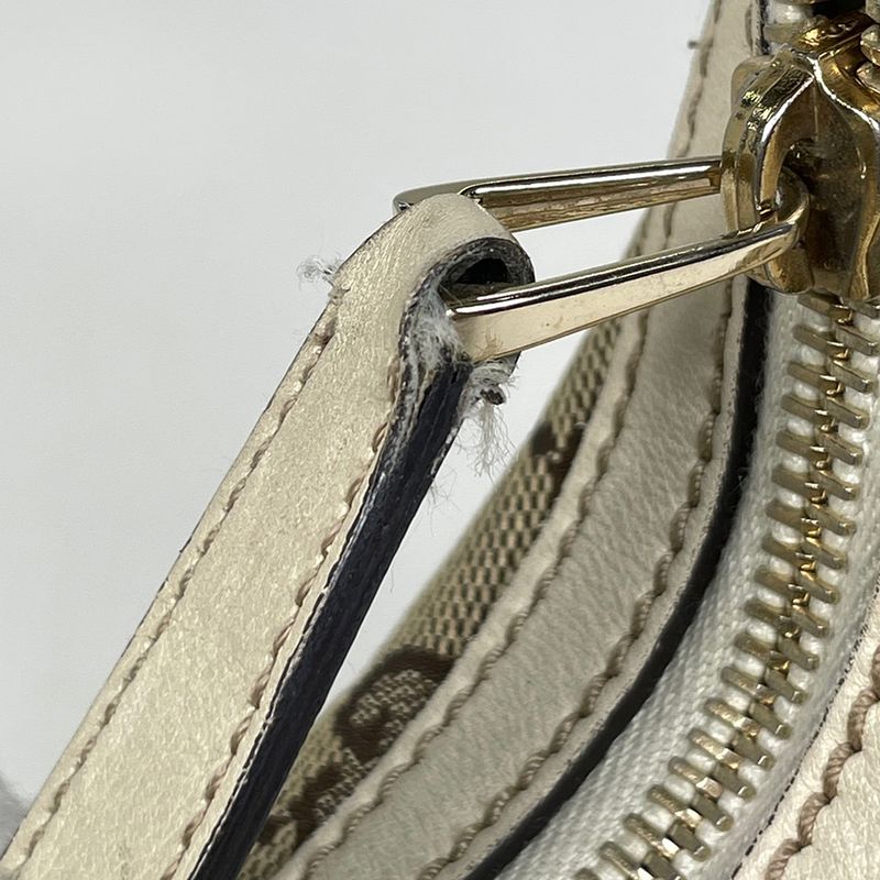 Gucci GG Pattern Shoulder Bag Logo Canvas Beige Ivory