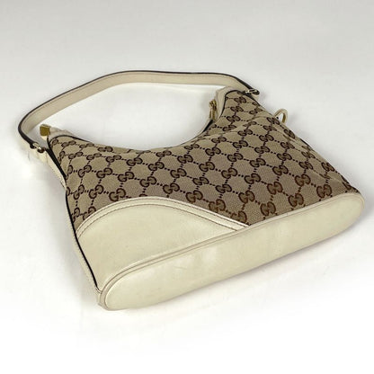 Gucci GG Pattern Shoulder Bag Logo Canvas Beige Ivory