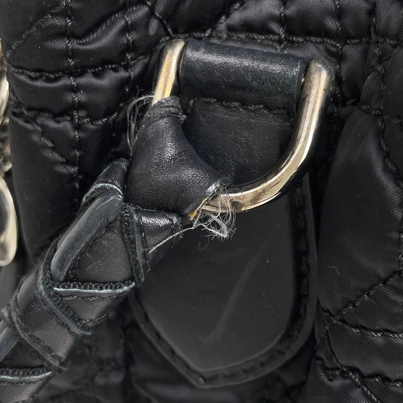 Dior Logo Handbag Cannage Nylon Black
