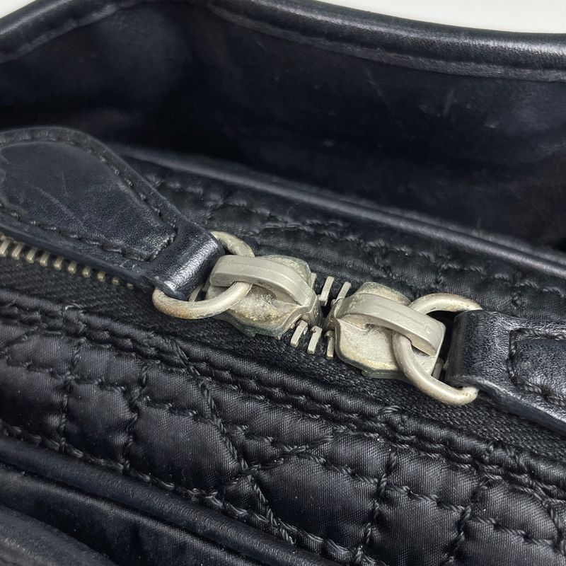 Dior Logo Handbag Cannage Nylon Black