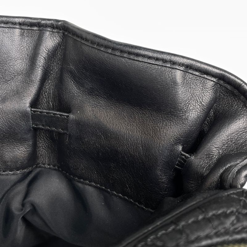 Dior Logo Handbag Cannage Nylon Black